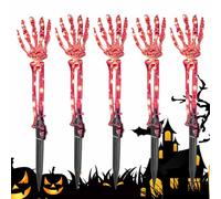 Path Lights, LED Stake Lights, Halloween Skeleton Hand Design, Waterproof Outdoor Lamp, Ideal for Garden Lawn Patio Driveway Walkway Party Decor, White, Multicolor