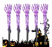 Path Lights, LED Stake Lights, Halloween Skeleton Hand Design, Waterproof Outdoor Lamp, Ideal for Garden Lawn Patio Driveway Walkway Party Decor, White, Multicolor