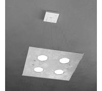 PATH SOSPENSIONE 4+2 LUCI BIEMISSIONE QUADRA FOGLIA ARGENTO 1141-S4+2-FA