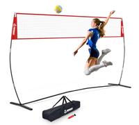 Patiassy Rete da pallavolo autoportante portatile da 4,3 m, per interni o esterni, set da pallavolo regolabile in altezza e facile da usare, con pallavolo per vialetto sul retro