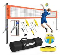 Patiassy Rete da pallavolo resistente, set professionale per esterni con pali in alluminio antiruggine regolabili in altezza, sistema di verricello, design anti-abbassamento, pompa e borsa da