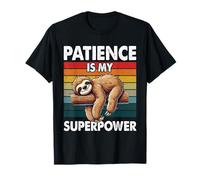 Patience Is My Superpower Sleepy Bradipo Amante Napping Retro Maglietta