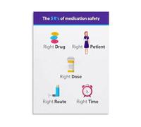 Patient Safety First Poster, 5 Rights of Medication Administration Canvas Chart for Hospital Training Room(Framed,12x18inch(30x45cm))
