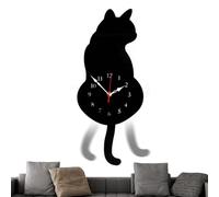 Patifirst Orologio da Parede Estetico | Orologio A Forma Di Gatto In Acrilico Con Coda Oscillante,Decorazione d'Arte per Casa Hotel Ristorante Appartamento Cucina Spazi Vivibili