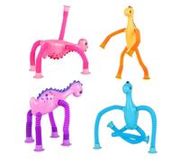 Patifirst Tubi Telescopici Giocattoli Sensoriali | 4 Pezzi Giocattoli Sensoriali con Dinosauro,Idea Regalo con Luci per Bambini Festa Viaggio Intrattenimento