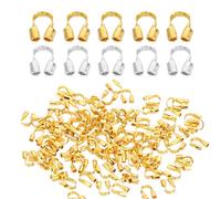 PATIKIL 0,7mm Hole Wire Guard Thread Protector Set, 200pz Ring a Forma di U in Lega per Creazione Gioielli Collane Braccialetti Orecchini Fai Da Te Accessori, Tono Oro, Tono Argento