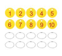 PATIKIL 1-10 targhette numerate, 10 targhette rotonde in plastica numerate, portachiavi con anello portachiavi per armadietti bagagli, organizer per vendite sul campo, grucce e vestiti, rosso-giallo