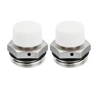 PATIKIL 1/2" BSP Maschio Filetto Manuale Radiatore Aria Sfiato Valvole, 2pz Nichel Placcato Ottone Spina Valvola No Serve Chiave per Radiatore Riscaldatore, Argento Bianco
