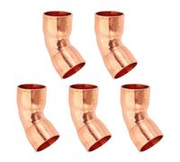 PATIKIL 1/2" ID 0,8mm Spessore Raccordo Saldatura Gomito Rame, 5pz 99,9% Puro Raccordo a Compressione Rame Connettore a Tubo a Raggio Corto 45 Gradi con Connessione a Saldare a Caldo