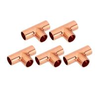 PATIKIL 1/2" ID 1mm Spessore Raccordo in Rame a T, 5pz 99,9% Vie Puro Raccordo per Tubo in Rame Connettore Tubo a Raggio Corto con Connessione a Saldare a Caldo