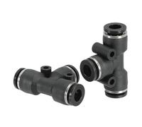 PATIKIL 1/4" OD Tee Plastica Connettore a Pressione Raccordi 2pz T Forma 3 Vie Tubo Connettere Spinta Adatta Spinta Blocco Pe-1/4 per Aria Acqua RO Sistemi Nero