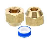 PATIKIL 1/4 SAE Dado a Compressione in Ottone, 2pz 45 Gradi Raccordo Tubo Svasato in Rame Tappo per Raccordo Tubo Ottone con Nastro Adesivo per Linea Gas Acqua Condizionatore Aria, Lucido
