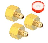 PATIKIL 1/4 SAE Maschio x 1/2 SAE Femmina Ottone Svasato Tubo Montaggio 3pz Tubi Raccordo Riduttore Gas Adattatore Esagonale Accoppiamento con PTFE Nastro per Idraulica HVAC