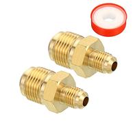 PATIKIL 1/4 SAE Maschio x 1/2 SAE Maschio Ottone Tubo Accoppiatore 3pz Tubi Raccordo Filettatura Gas Adattatore Svasato Connettore Unione Accoppiamento con PTFE Nastro per Idraulica HVAC