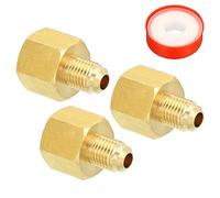 PATIKIL 1/4 SAE Maschio x 3/8 SAE Femmina Ottone Svasato Tubo Montaggio 3pz Tubi Raccordo Riduttore Gas Adattatore Esagonale Accoppiamento con PTFE Nastro per Idraulica HVAC