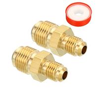 PATIKIL 1/4 SAE Maschio x 3/8 SAE Maschio Ottone Tubo Accoppiatore 3pz Tubi Raccordo Filettatura Gas Adattatore Svasato Connettore Unione Accoppiamento con PTFE Nastro per Idraulica HVAC