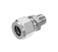 PATIKIL 1/4Npt x 12mm Raccordo a Compressione in Tubo d'Acciaio Inossidabile 304, Doppie Ferrule Raccordo a Compressione Adattatore Dritto Connettore