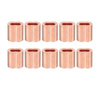 PATIKIL 1/8" / 3mm Manicotto Anello per Fune Metallico, 10pz Manicotti Anello Duplex a Crimpare con Doppia Ghiera in Rame per Raccordi per Cavi a Fune Metallico, Dorato