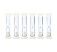 PATIKIL 1 Minuti Sabbia Timer, 6pz Piccolo Sabbioso Orologio con Plastica Coperchio, Conteggio Rovescia Sabbia Vetro per Giochi, Cucina, Festa Favori Fai da Te Decorazione, Bianco