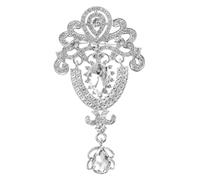PATIKIL 1 Pc Spilla Grande Con Strass, Spilla Vintage A Bouquet Di Cristallo Spille Argento Per Donne Bridal Party Compleanno Ballo Banchetto Decorazione, Argento (3.7x2 Pollici)