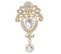 PATIKIL 1 Pcs Spilla Grande Con Strass, Spilla Vintage A Bouquet Di Cristallo Spille Dorate Per Donna Matrimonio Sposa Festa Compleanno Ballo Banchetto Decorazione, Oro (3.7x2 Pollici)