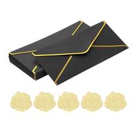 PATIKIL #10 150GSM Bellissime Buste Postali Aziendali, 24Pz 4.1 x 9.5" Buste Standard Autosigillanti con Bordo Oro e Adesivi per Cartoline di Natale e Matrimoni, Nero