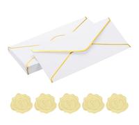 PATIKIL #10 150GSM Eleganti Buste Da Lettera Aziendali, 24Pz 4.1 x 9.5" Buste Autoadesive Formato Lettera Standard Con Bordo Oro E Adesivi Per Cartoline Di Natale E Matrimonio, Bianco