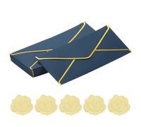 PATIKIL #10 150GSM Eleganti Buste Postali Aziendali, 24Pz 4.1 x 9.5" Buste Autosigillanti Formato Lettera Standard con Bordo Oro e Adesivi per Cartoline di Natale e Matrimonio, Blu