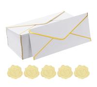 PATIKIL #10 150GSM Eleganti Buste Postali per Affari, 100Pz 10,4 x 24,1 cm Buste Autosigillanti Formato Lettera Standard Dorato e Adesivi per Cartoline di Natale e Matrimoni, Bianche