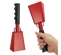 PATIKIL 10" Campanacci Per Partite Calcio, 2Pz Campanacci Eventi Sportivi Rumorosi Produttori Rumore Ingrosso Campana Metallo Con Manico Per Tifo Gara Maratona Matrimonio DIY, Rosso