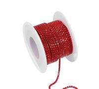 PATIKIL 10 Iarde Di Catena Di Strass, 1 Rotolo Di Catena Di Cristallo Da 2mm, Catena Chiusa, Rotolo Per Cuciture, Strisce Di Diamanti Per Progetti Fai Da Te, Rosso