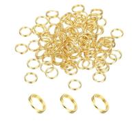 PATIKIL 100 Pcs Anello Spezzato Rotondo 5 mm Piccoli Anelli Spezzati Oro | con Doppio Anello Cerchio Metallico, per Portachiavi Creazione di Gioielli DIY Accessori Pendenti