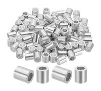 PATIKIL 100 Pcs Set Di Manicotti Di Arresto Alluminio 11/64" 4.5 Mm Argento | A Crimpare Ad Anello Singolo Foro Ferrule Rotondo, Per Cavo Acciaio