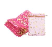 PATIKIL 100 Pezzi Sacchetti In Organza A Cuore Stampati 5x7 Pollici, Sacchetti In Organza Trasparente Cuore Rosso Rosa Con Cordino Per Caramelle Gioielli Matrimonio Feste Regali