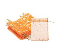 PATIKIL 100 Pezzi Sacchetti In Organza A Cuore Stampati 5x7 Pollici, Sacchetti In Organza Trasparente Arancione A Cuore Con Cordino Per Caramelle Gioielli Matrimonio Feste Regali