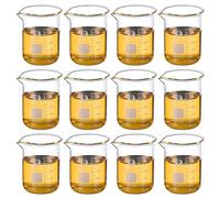 PATIKIL 100ml Basso Forma Vetro Secchiello, 12pz 3.3 Vetro Borosilicato Vetro Graduato Stampato Bilancia Misuratore Tazze con Beccuccio per Cucina Laboratorio Liquidi