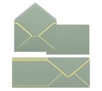 PATIKIL 100pz A7 Buste 5 x 7 Biglietti Natale Buste V Aletta Busta con Oro Confini per Ufficio Matrimonio Dono Carte, Inviti, Fotografie, Diplomi (Sage Verde)