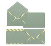 PATIKIL 100pz A7 Buste 5 x 7 Biglietti Natale Buste V Aletta Busta con Oro Confini per Ufficio Matrimonio Dono Carte, Inviti, Fotografie, Diplomi (Sage Verde)