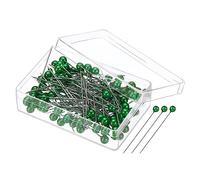 PATIKIL 100pz Cucito Spilli 1.5" Spillo dritto con Plastica Palla Verde | per Artigianato e Progetto Cucito, perleta Testa, per Gioielli, per Tessuto, Decorativi, Fai-da-Te