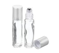 PATIKIL 10mL Rullo Bottiglie, 3pz Vetro Essenziale Olio Rullo Sfere con Argento Copertura Tappo Ricaricabili Contenitori, Trasparenti