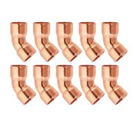 PATIKIL 10mm ID 0,8mm Spessore Raccordo Saldatura Gomito Rame, 5pz 99,9% Puro Raccordo a Compressione Rame Connettore a Tubo a Raggio Corto 45 Gradi con Connessione a Saldare a Caldo