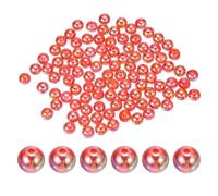 PATIKIL 10mm Perline Acriliche Tonde, 100 Pcs Colori Ab Perline Spaziatrici Tonde Con Fori Perline Sciolte All'Ingrosso per Fai Da Te Orecchini Bracciali Collane, Trasparente Rosso