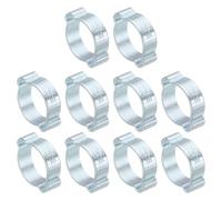 PATIKIL 10pz 15-18mm Set Fascette Stringitubo Doppio Orecchio, Fascette Metalliche Morsetti Tubi Acciaio Zincato per Collegamenti Raccordi Tubi Gas Auto, Tono Argento