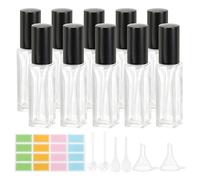 PATIKIL 10Pz Viaggio Bottiglia Profumo 10ml Nebbia Fine Trasparente/Nero | Dispenser Profumo Spruzzatore, Ricaricabile, Piccola, con Etichette Imbuto Pipetta, per Profumo Olio Essenziale