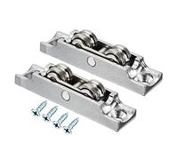PATIKIL 11.5mm Dia Cuscinetto Acciaio Doppia Ruota Scorrevole Puleggia,2pz Elettroplaccatura per Porta Finestra