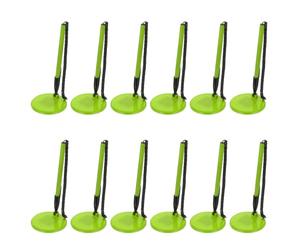 PATIKIL 12 penne sicure con catena adesiva e portapenna di sicurezza, penne da banco per reception, ricariche di inchiostro nero, per scrivania, posto di lavoro, ufficio, casa, base piatta, verde