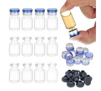 PATIKIL 12pz 2ml Fiale Esemplare in Vetro Borosilicato Trasparente con Tappo Plastica Alluminio e Tappo in Gomma per Conservazione Solidi Liquidi Polveri Laboratorio, Blu Tono Argento