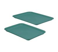 PATIKIL 12x9" Fast Food Vassoio 2pz Plastica Riutilizzabile Multiuso Rettangolo Vassoio Servizio per Caffetteria Ristorante Casa Cucina Scuro Blu