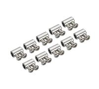 PATIKIL 14x8mm Filo Corda Clip Set, 10pz 3mm Foro Acciaio Doppi Fori Lucchetto Cavo Morsetti Clip con M4x0.7 Viti Phillips per Cavo Fai-da-Te Raccordi, Argento