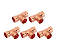 PATIKIL 15mm ID 1mm Spessore Raccordo in Rame a T, 5pz 99,9% Vie Puro Raccordo per Tubo in Rame Connettore Tubo a Raggio Corto con Connessione a Saldare a Caldo